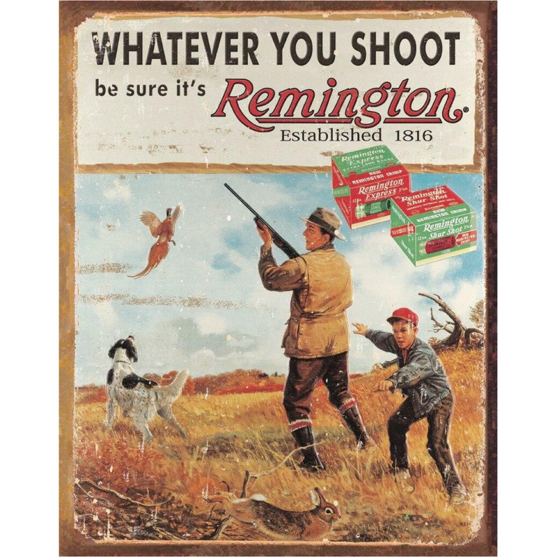 Plechová retro cedule REMINGTON - Whatever You 32 cm x 40 cm