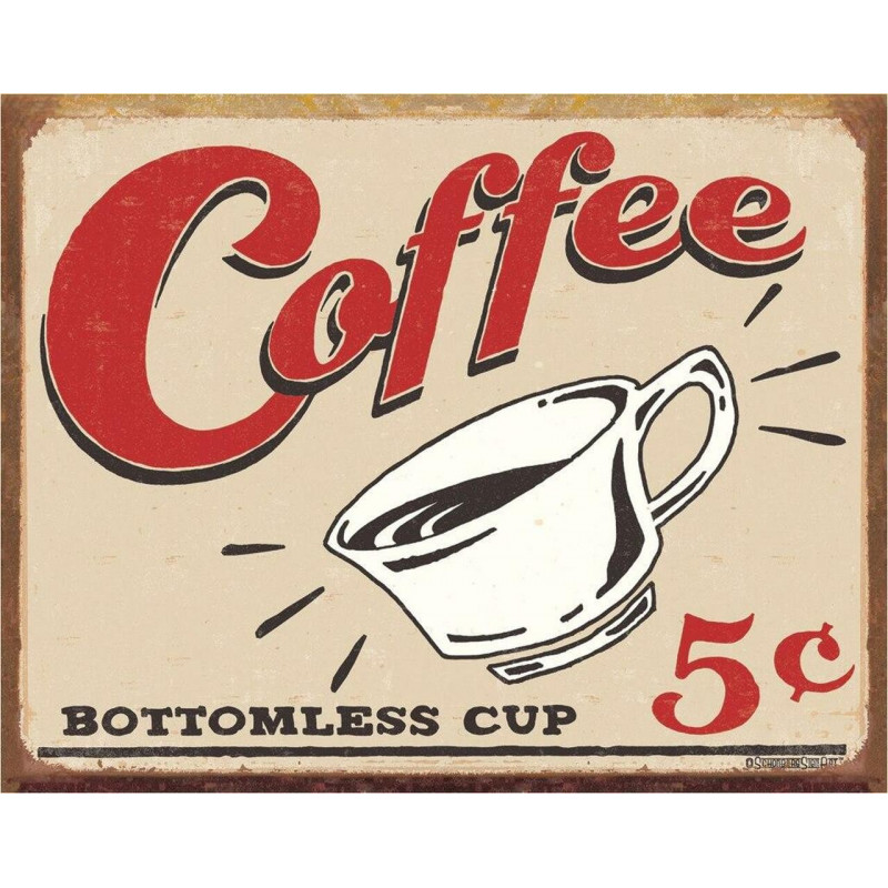 Plechová cedule Schonberg - Coffee 5 cents 40 cm x 32 cm