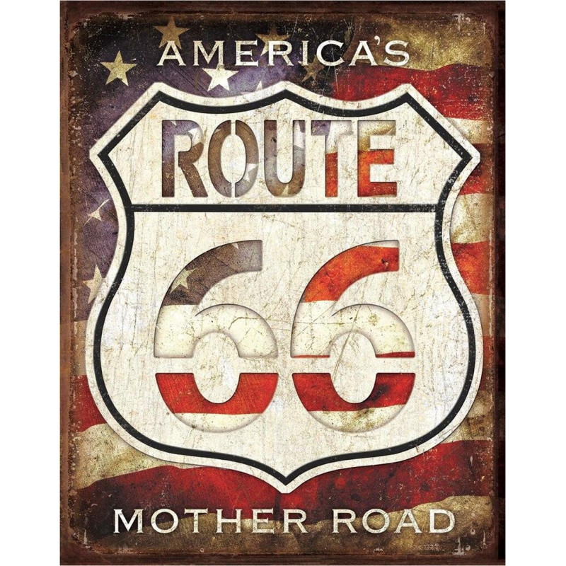 Plechová cedule Rt. 66 - Americas Road 32 cm x 40 cm