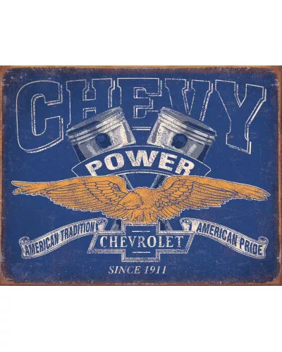 Plechová cedule Chevy Power Restricted 40 cm x 32 cm