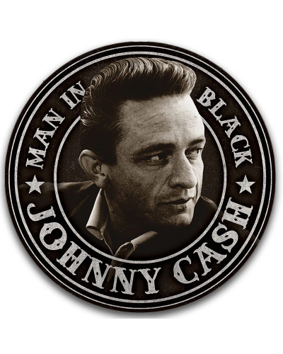 Plechová cedule Johnny Cash -  Man in Black round 30cm