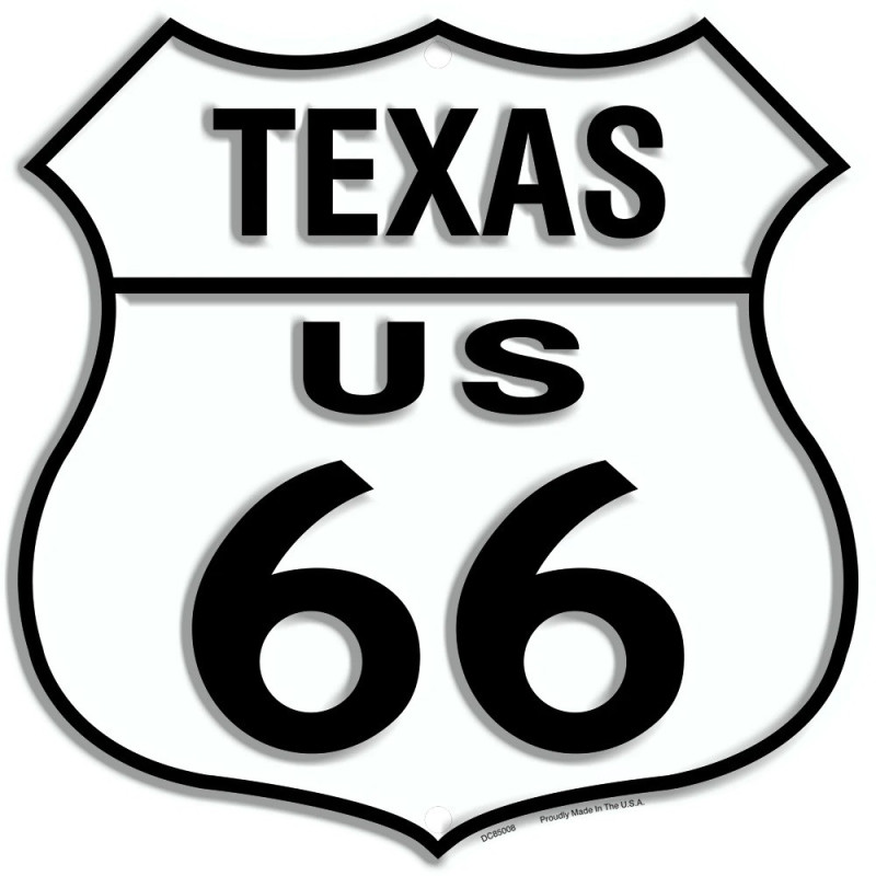 Plechová cedule Route 66 Texas Shield 30cm x 30 cm n