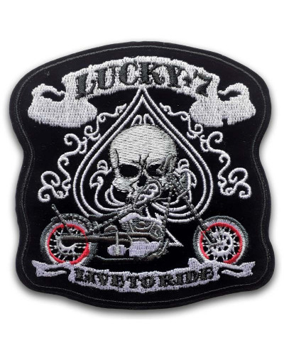 Moto nášivka Lucky 7 Live to Ride 11 cm x 11 cm