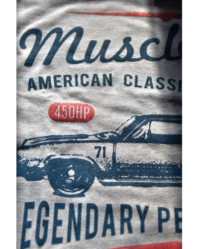 Pánské tričko American Muscle Cars šedé detail