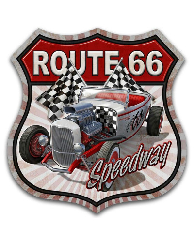 Plechová cedule Route 66 Speedway 30cm x 30 cm