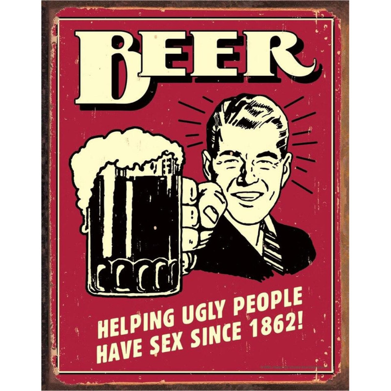 Plechová cedule Beer - Ugly People 40 cm x 32 cm