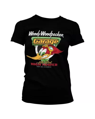 Dámské tričko Woody Woodpecker Garage černé