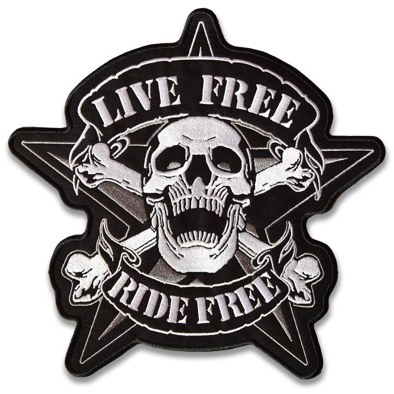 Moto nášivka Live Free Ride Free XXL na záda