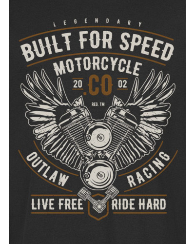 Pánské tričko Built For Speed Motorcycle černé det.