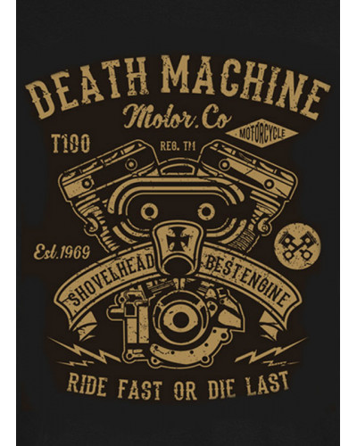 Pánské tričko Death Machine Shovelhead černé det.