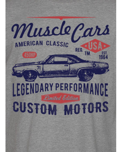 Pánské tričko American Muscle Cars šedé det.