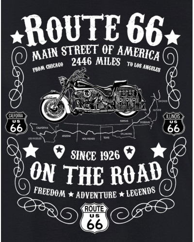 Pánské tričko Route 66 On The Road černé detail 2