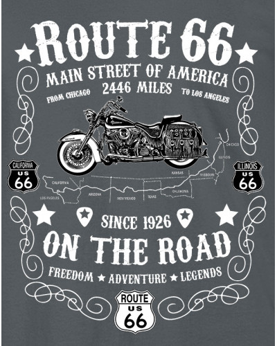 Pánské tričko Route 66 On The Road šedé detail