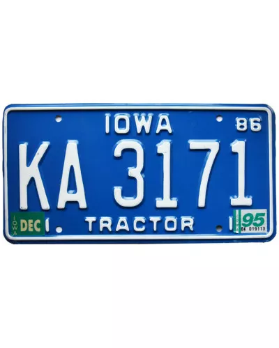 Americká SPZ Iowa Blue Tractor 1986