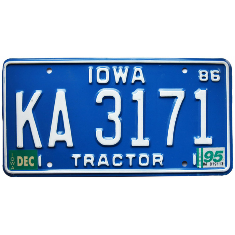 Americká SPZ Iowa Blue Tractor 1986