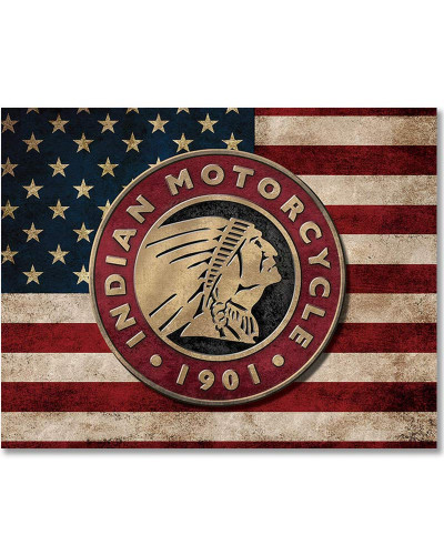 Plechová cedule Indian Motorcycles - US Flag 40 cm x 32 cm