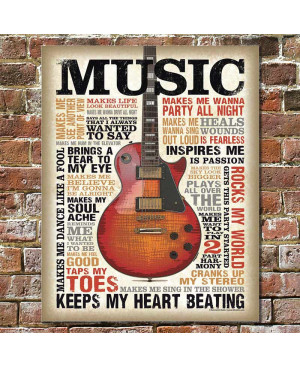 Plechová cedule Music Inspires Me 40 cm x 32 cm w