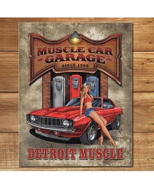 Plechová cedule Legends - Muscle Car Garage 40 cm x 32 cm w