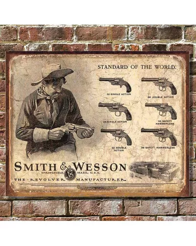 Plechová cedule Smith & Wesson Revolver Manufacturer 40 cm x 32 w