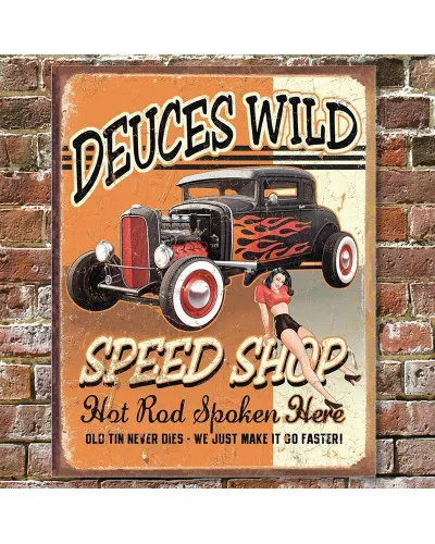 Plechová cedule Deuces Wild Speed Shop