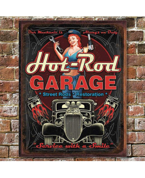 Plechová cedule Hot Rod Garage - Pistons
