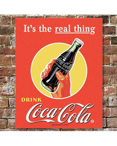 Plechová cedule Coca Cola  Real Thing - Bottle