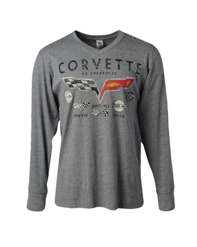 Pánské triko Chevrolet Corvette decals mens dlouhý rukáv