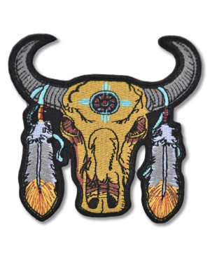 Moto nášivka Tribal Buffalo Head 9 cm x 9 cm