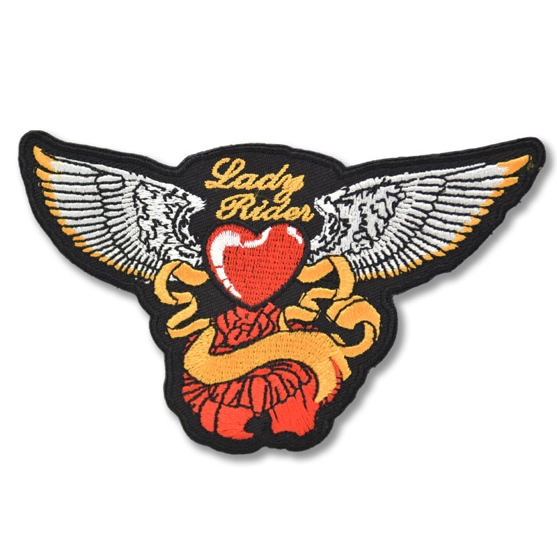 Moto nášivka Lady Rider Heart 12cm x 7cm