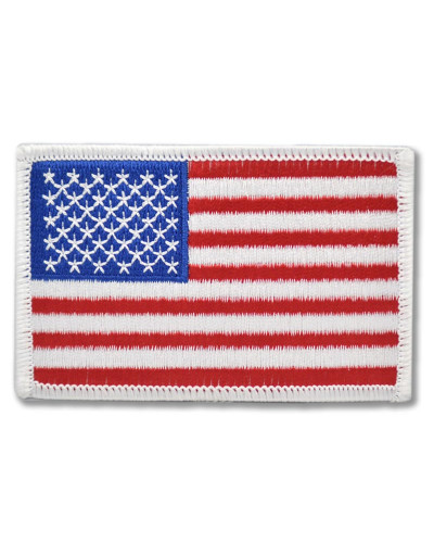 Moto nášivka US flag white border 6cm x 9cm