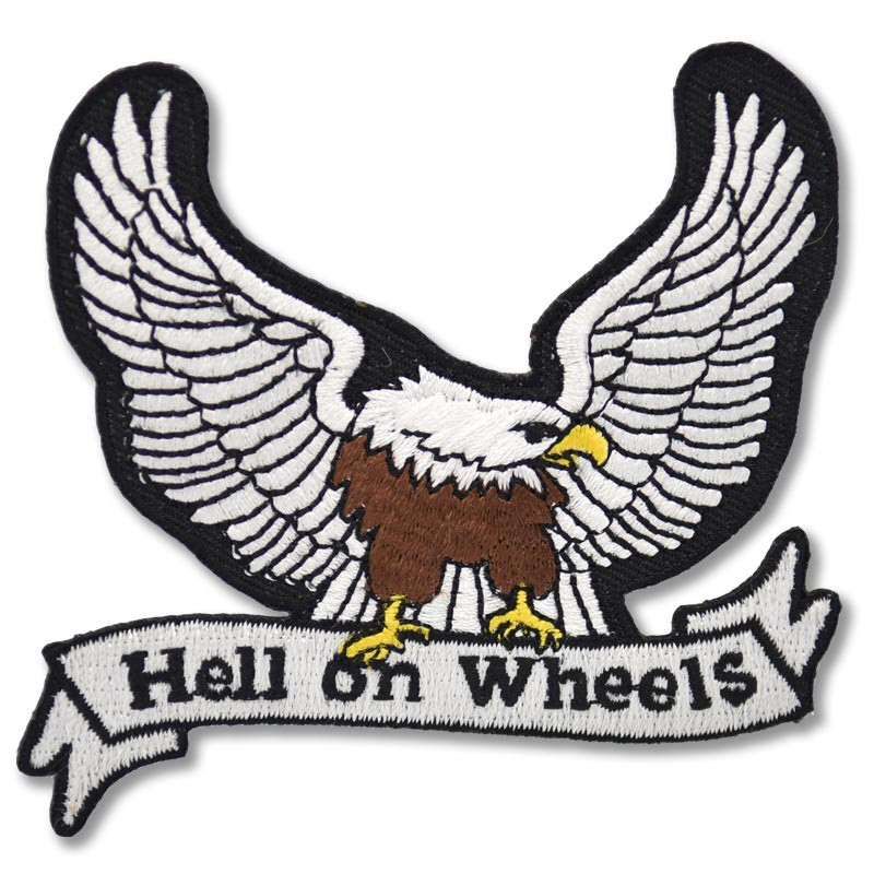 Moto nášivka Hell on the wheels Eagle 7,5cm x 7,5cm