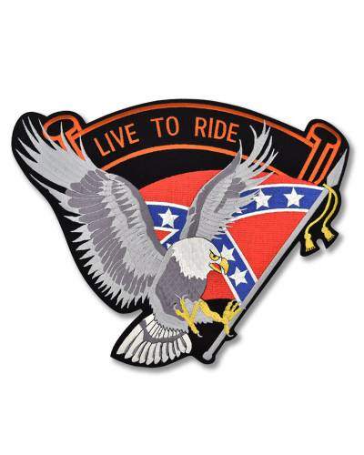 Moto nášivka Rebel Flag silver Eagle - XXL na záda