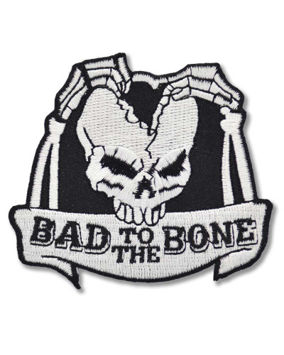 Moto nášivka Bad to the bone Skull 7cm x 7cm