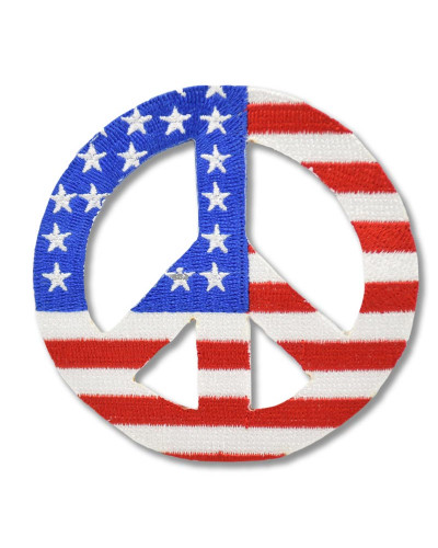 Moto nášivka Peace sign US flag kulatá 7cm
