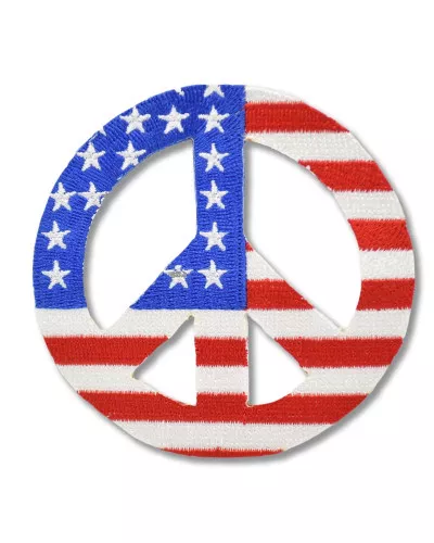Moto nášivka Peace sign US flag kulatá 7cm
