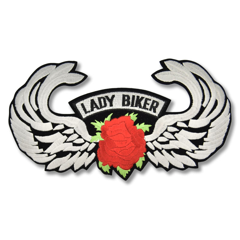 Moto nášivka Lady Biker silver wings XXL na záda