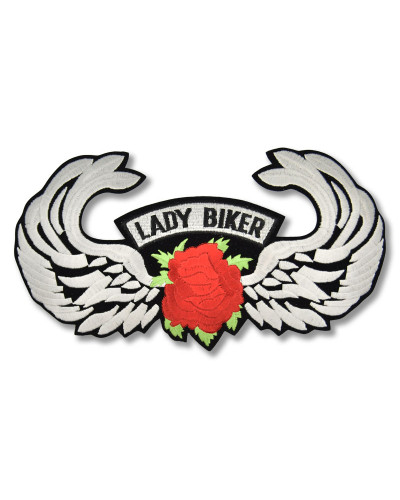 Moto nášivka Lady Biker silver wings XXL na záda