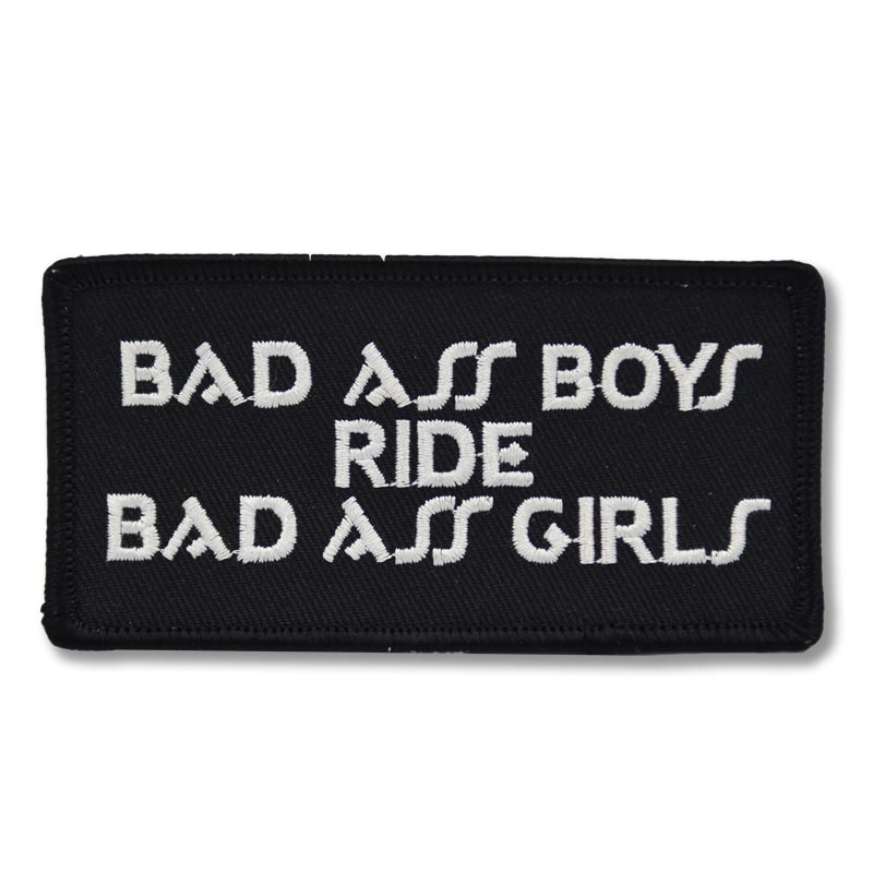 Moto nášivka Bad ass boys ride bad ass girls 10 cm x 5 cm