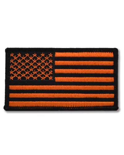 Moto nášivka US Flag černo oranžová 9 cm x 5 cm