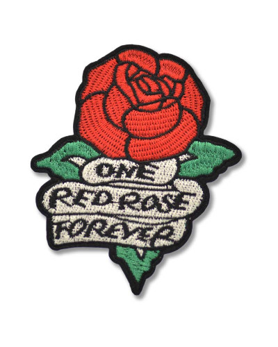 Moto nášivka One red rose forever 9 cm x 8 cm