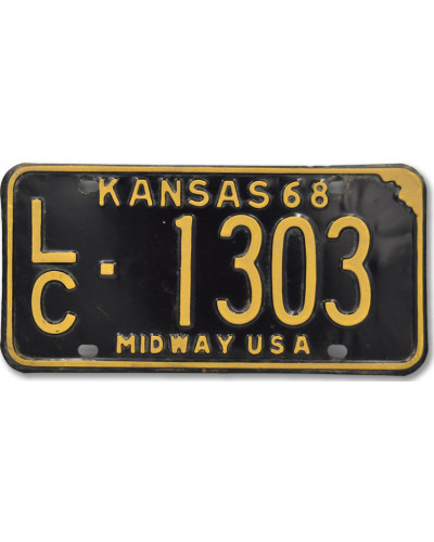 Americká SPZ Kansas  Midway Black 1968