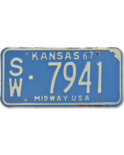 Americká SPZ Kansas Midway Blue 1967