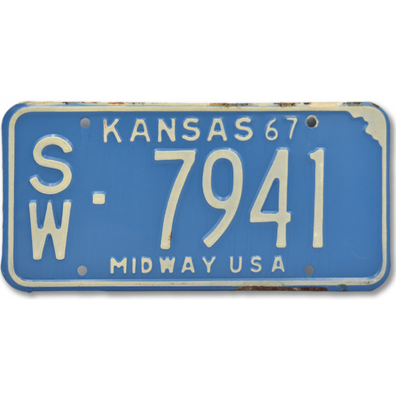 Americká SPZ Kansas Midway Blue 1967