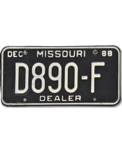 Americká SPZ Missouri Dealer Black 1988