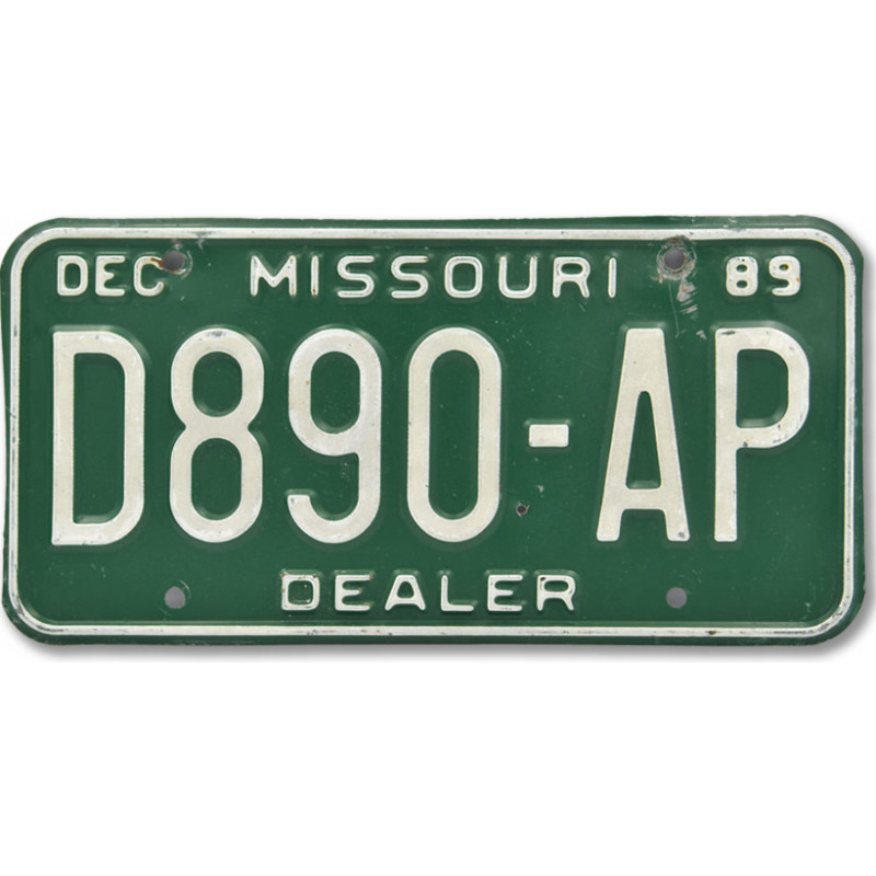 Americká SPZ Missouri Dealer Green 1989