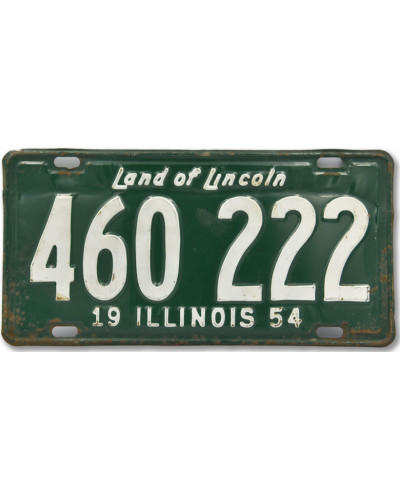 Americká SPZ Illinois Green Rear 1954