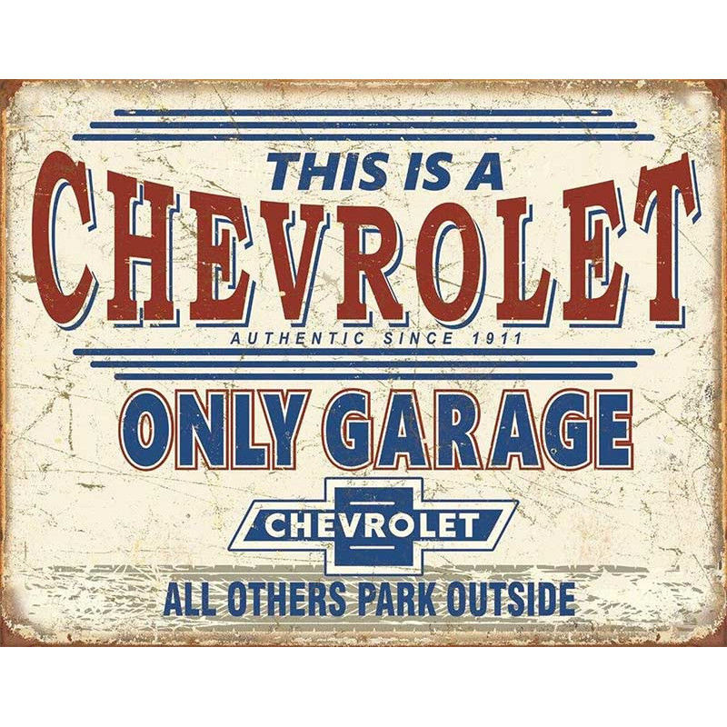Plechová cedule Chevrolet Only Garage 32 cm x 40 cm