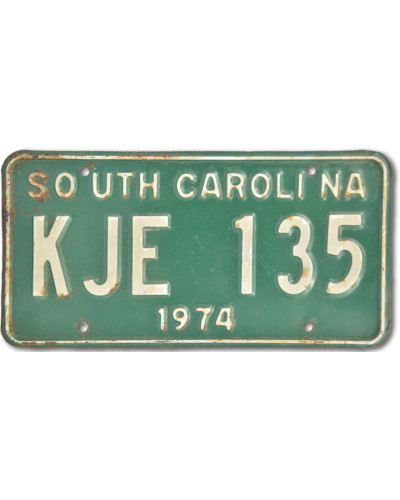 Americká SPZ South Carolina 1974 Green KJE 135