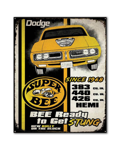 Plechová cedule Dodge Super Bee Stung car 30 cm x 38 cm