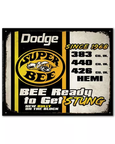 Plechová cedule Dodge Super Bee Stung 30 cm x 38 cm
